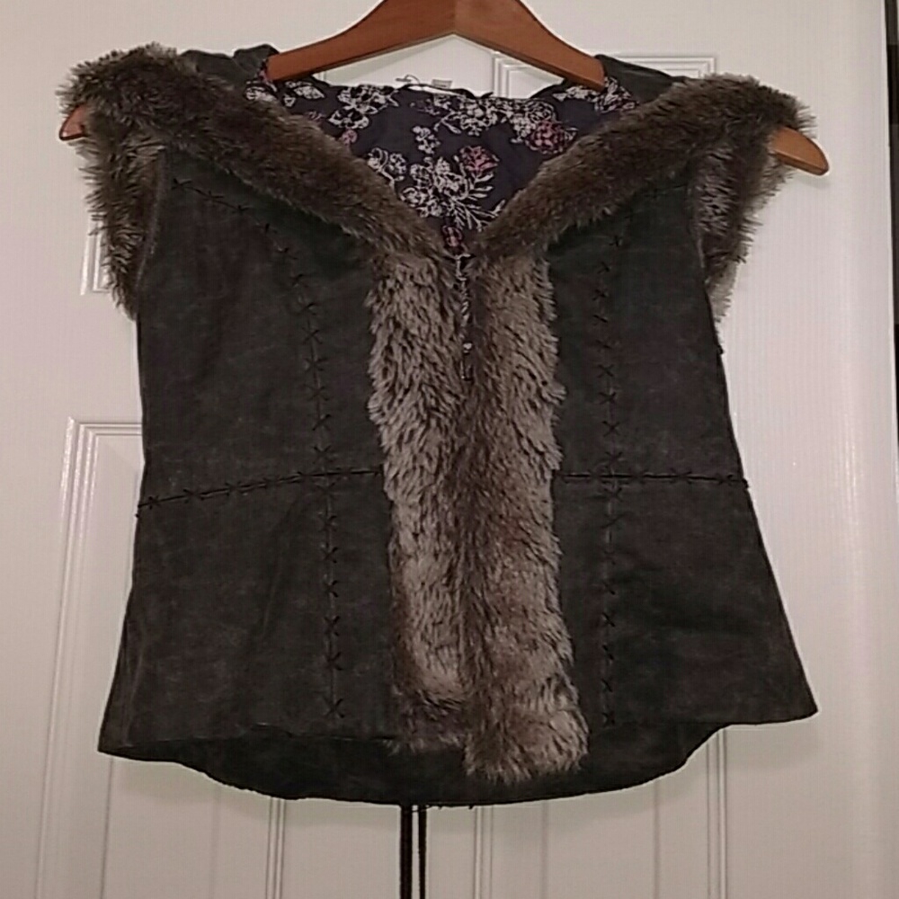 Fur trimmed vest